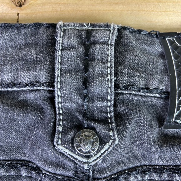 Rebel Spirit Jeans Womens 27 Black Embellished Mid Rise Straight Leg Denim Jeans - Picture 10 of 13